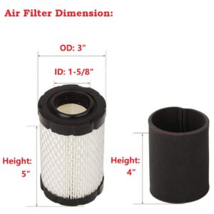 Annolai 796031 594201 Air Filter for BS 590825 591334 John Deer-e D100 D110 D105 D125 D130 D140 MIU14395 Husquvarn-a YTH22V46 YTH24V48 YTA22V46 Lawn Mower with 492932S 492932 Oil Filter