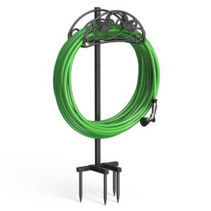 keten garden hose holder, 4-prongs base freestanding outdoor hose stand holds 150-feet hose, heavy duty water hose holder rack and storage organizer for lawn/yard/garden (bird-style-1)