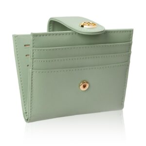 funtor small wallets for women,ladies slim bifold credit card holder with zipper coin pocket(green)