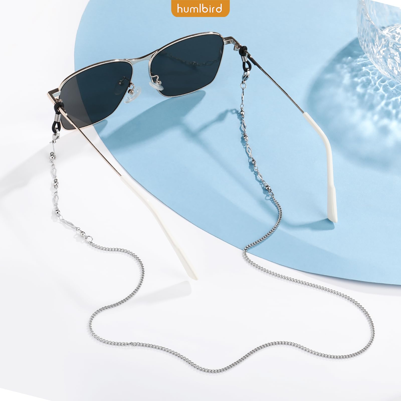 humlbird Glasses Chain Stainless steel Eyeglass Chains for Women Sunglass Chain Stylish Mask Chain Eye Glasses Holders Around Neck Glasses Strap (stainless steel-3)