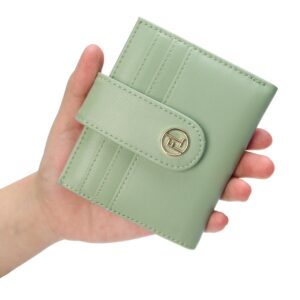 FUNTOR Small Wallets for Women,Ladies Slim Bifold Credit Card Holder with Zipper Coin Pocket(Green)