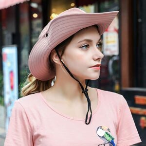 Womens Summer Sun Hat Beach Hat Wide Brim Outdoor UV Protection Hat Packable Mesh Bucket Hat with Ponytail Hole