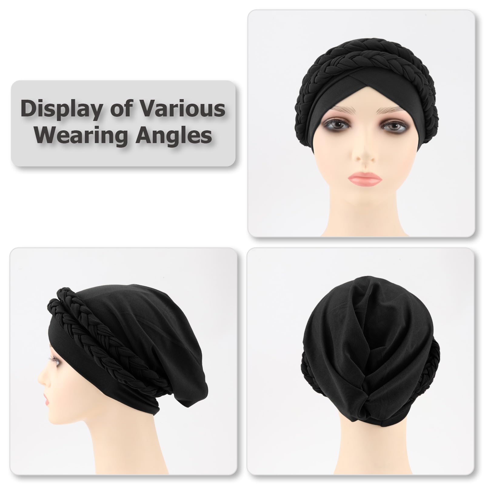 DRESHOW African Women Turban Caps Beanie Twist Headscarf Pre-Tied Double Twisted Braid Hair Cover Wrap Hat Headwraps for Black Women Chemo Cancer Cap