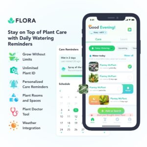 Flora Premium Plant Mister Spray Bottle Producing Gentle & Fine Mist for Precision Hydration, Dispersed Humidity & Moisture - Comes w App for Smart Plant Care - Plant ID, Plant Doctor Tool