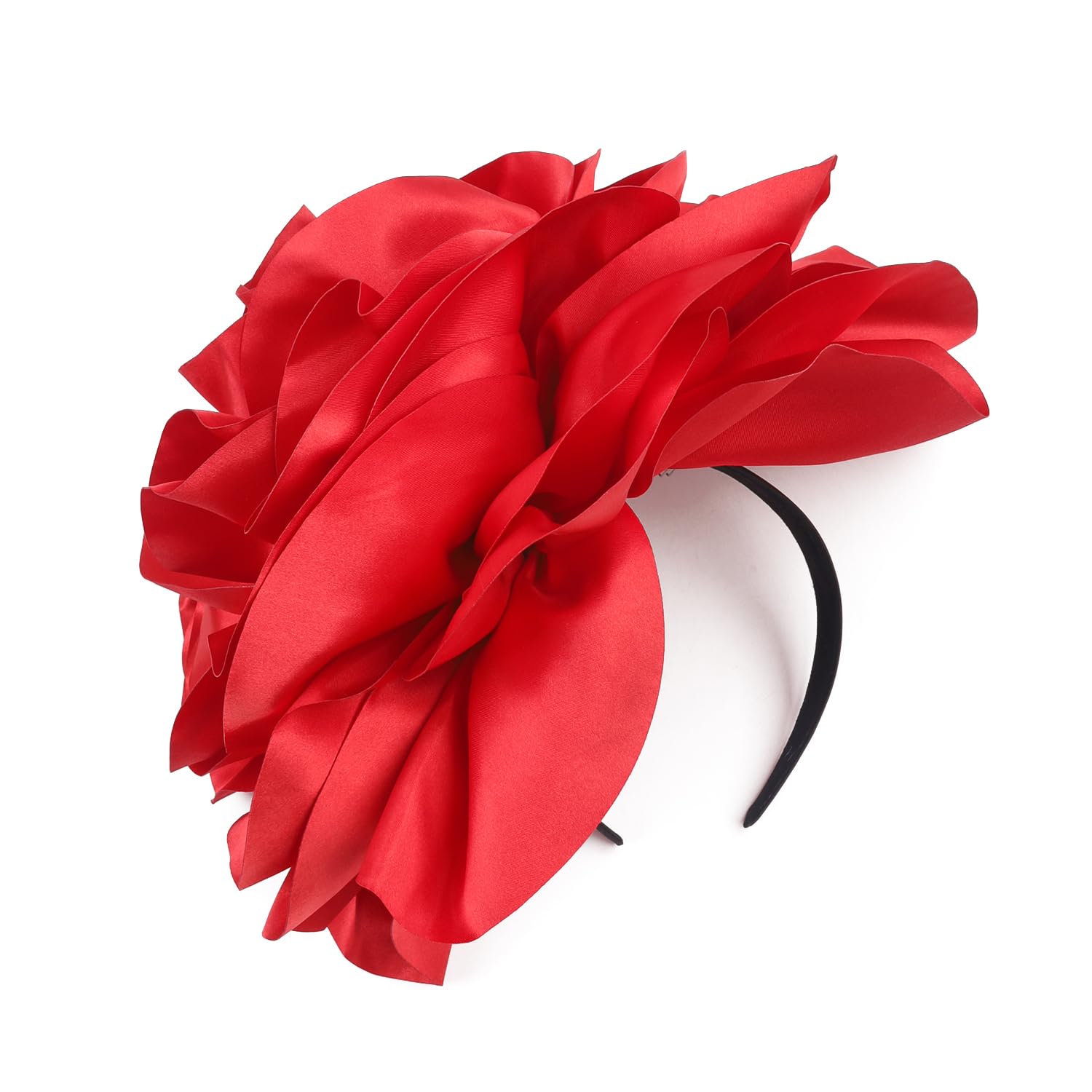 LATIMOON Flower Fascinator for Women Tea Party Derby Hat Cocktail Wedding Bridal Fascinators Headband for Women Red