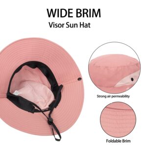 Womens Summer Sun Hat Beach Hat Wide Brim Outdoor UV Protection Hat Packable Mesh Bucket Hat with Ponytail Hole