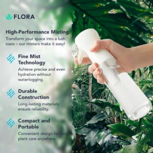 Flora Premium Plant Mister Spray Bottle Producing Gentle & Fine Mist for Precision Hydration, Dispersed Humidity & Moisture - Comes w App for Smart Plant Care - Plant ID, Plant Doctor Tool