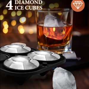 Dclobtop Ice Cube Trays and Ice Molds, Silicone Ice Cube Molds for Freezer with Lid, Diamond & Sphere Ice Ball Maker & Square Ice Cube Maker for Whiskey, Cocktails and Homemade, Reusable