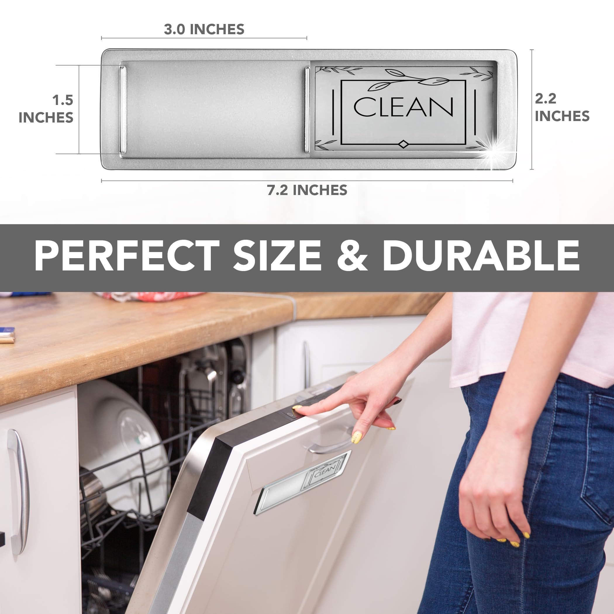 Premium Clean Dirty Magnet for Dishwasher Magnet, Clean Dirty Sign - Dishwasher Magnet Non-Scratch Easy to Read and Strong Slide for Changing Signs, Sleek Design, Heavy Duty Magnet