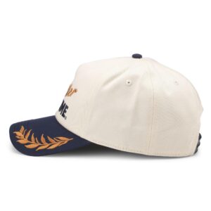 AMERICAN NEEDLE Miller Lite Beer Club Captain Adjustable Snapback Baseball Hat, Ivory/Navy (24002A-MLITE-INVY)