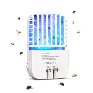 mosalogic bug zapper indoor electronic fly swatter plug-in flying insect killer with uv light for indoor use compact bug zappers for flying insects, gnats, moths, flies (white-1pack)