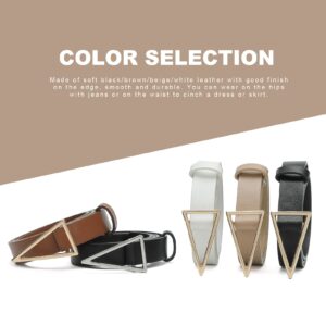 HOTWILL 3 Pack Women Belts for Jeans Dress Skinny Waist Belt with Gold Triangle Buckle 0.90" Width Thin Belts for Ladies Black Brown Beige Small