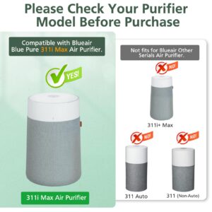 2 Pack 311i Max Replacement Filter Compatible with Blueair Blue Pure 311i Max Air Purifiers, H13 True HEPA and Activated Carbon Air Filter for Blue Pure 311i Max, Compare to part #F3MAX