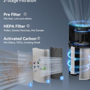 Air Purifiers for Home Large Room up to 2015 Sq Ft, CADR 450m³/h, H13 True Hepa Air Purifiers with PM2.5 Display, Smart WiFi and Auto Mode Sensor, Filters 99.97% of Pet Hair Pollen, ETL Certified