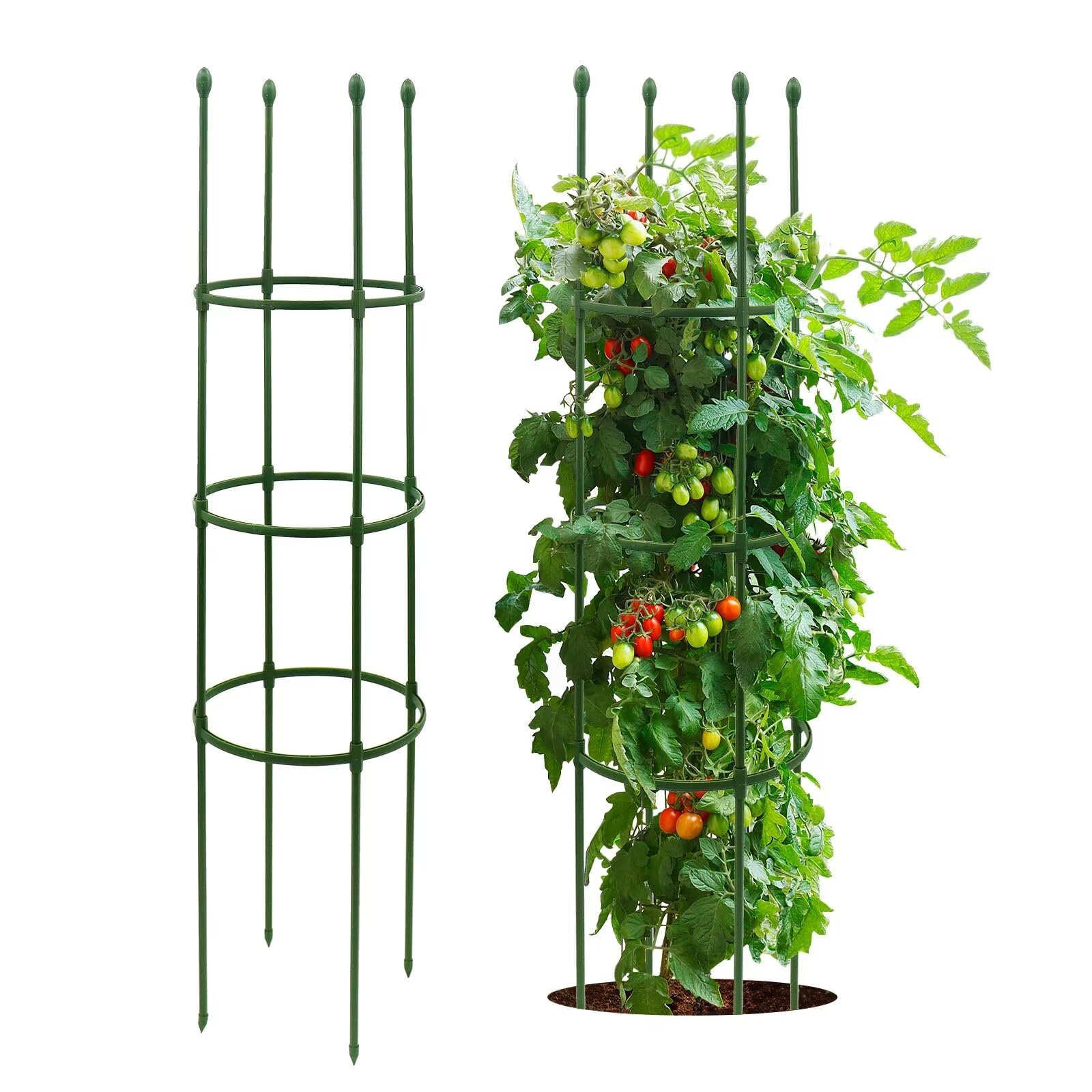 Growsun Tomato Cage for Garden Upto 55 inch Flexible Plant Stake Planter Climbing Trellis Supports, Twist Ties Include, 3 Pack