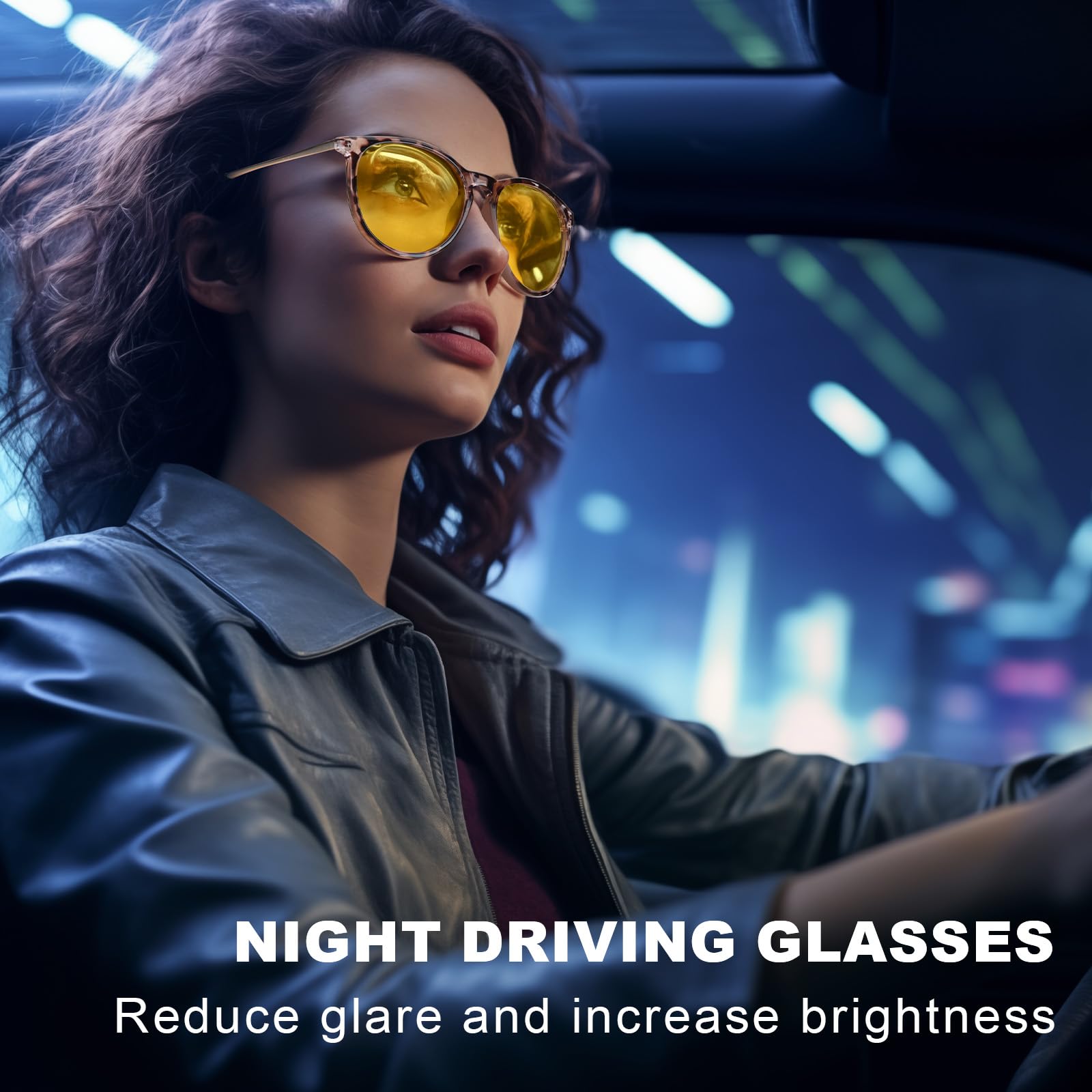 IGnaef Night Vision Glasses Anti Glare for Driving Polarized Yellow Nighttime Glasses UV400 Protection IF8859