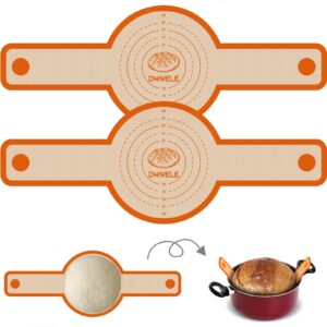 silicone bread sling for dutch oven, 2 pcs non-stick & easy to clean bread baking mat set, reusable bread sling with long handle to transfer sourdough