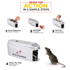 Rat Zapper - Electric Mouse Traps Indoor for Home - Safe and Effective Mice Traps for House Indoor Kill - Rat Zapper Electronic Rat Trap Reusable and No Touch - Outdoor Electric Rat Trap