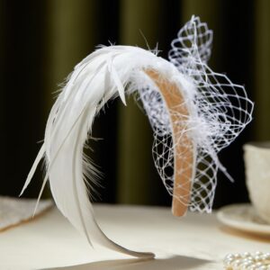 SWEETV Fascinators for Women Tea Party Women's Fascinators for Kentucky Derby Party,Church Cocktail,1920s Gatsby White