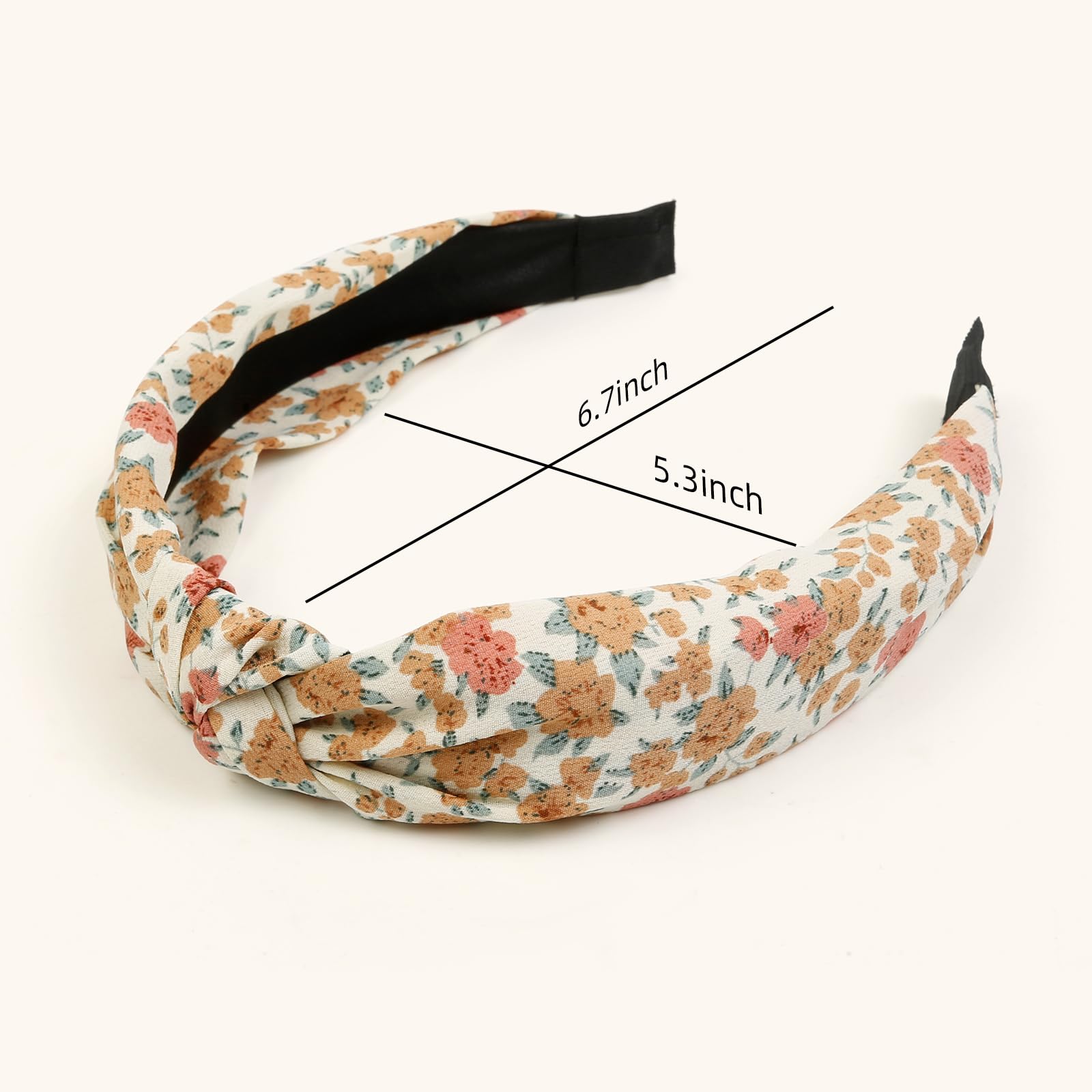 Huachi Headbands for Women and Girls, 4 Packs Fashion Flower Printed Knotted Head Bands for Women’ s Hair, Non Slip Boho Wide Thick Top Knot Hairbands, Womens Trendy Hair Accessories