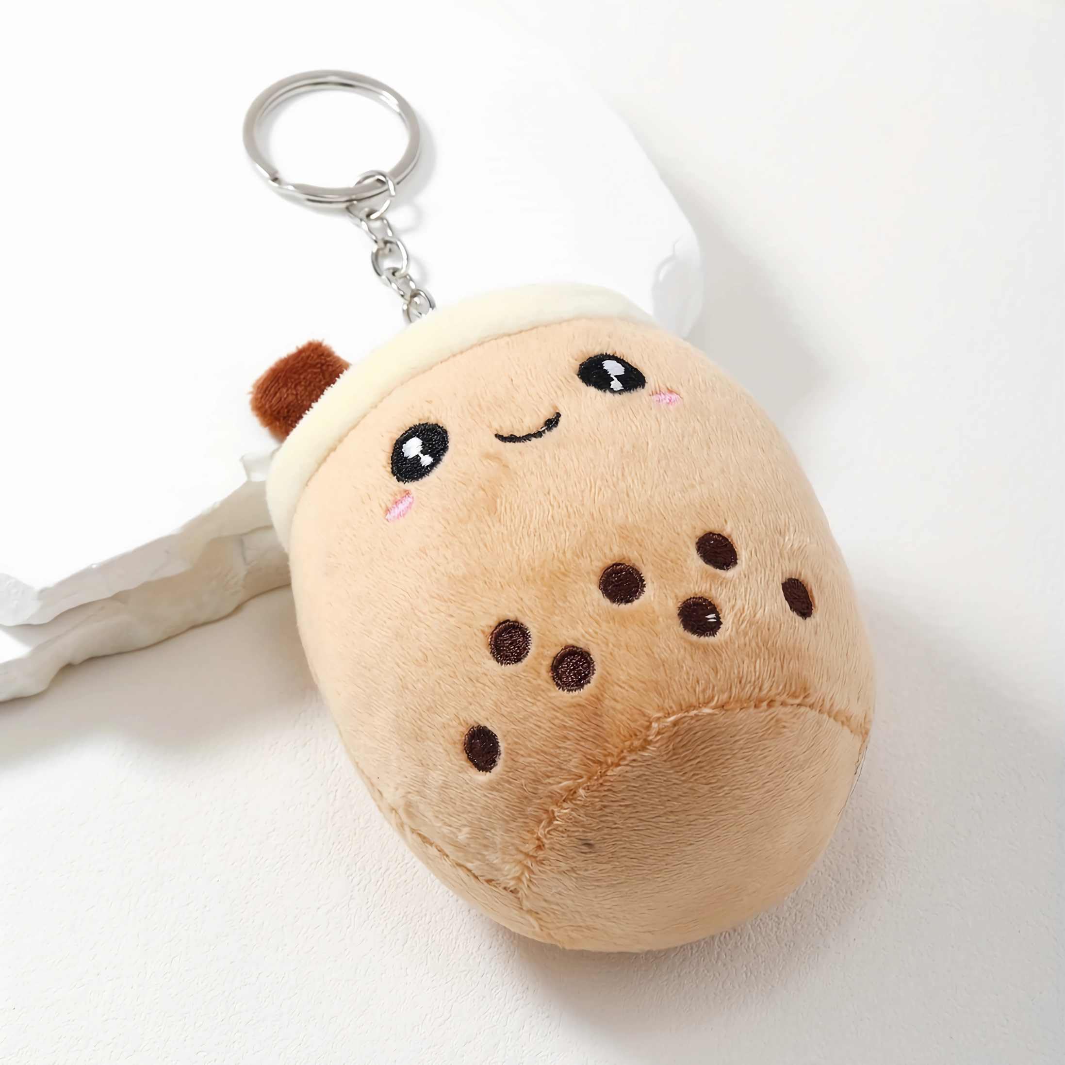 Lefe Liee cute boba plush keychain for girls, kawaii bubble tea key chains for backpacks, boba tea squishmallow plushies accessories stuff, boba themed gifts