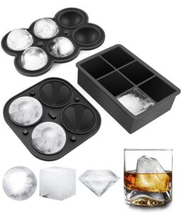 dclobtop ice cube trays and ice molds, silicone ice cube molds for freezer with lid, diamond & sphere ice ball maker & square ice cube maker for whiskey, cocktails and homemade, reusable