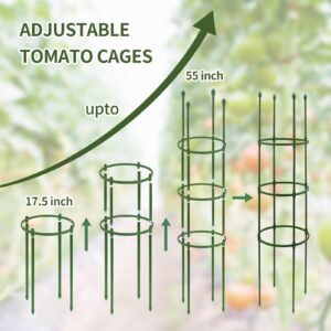 Growsun Tomato Cage for Garden Upto 55 inch Flexible Plant Stake Planter Climbing Trellis Supports, Twist Ties Include, 3 Pack