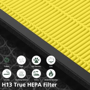 Vital 200S Pet Care Replacement Filter for LEVOIT Vital 200S and Vital 200S-P Air Purifier, H13 True HEPA and High-Efficiency Activated Carbon Filter, Vital 200S-RF-PA (LRF-V201-YUS), 2 Pack, Yellow