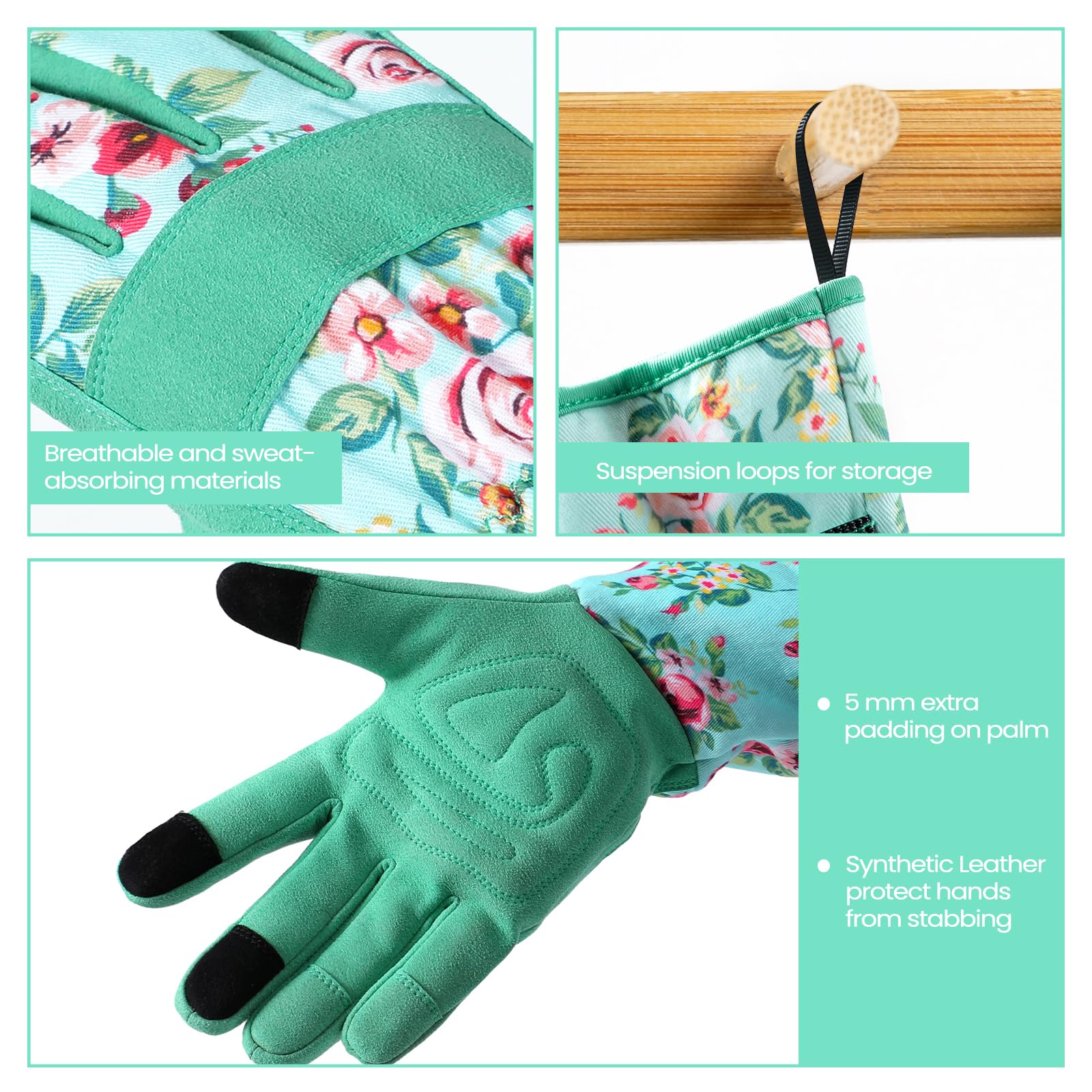 Ymomode Garden Gloves for Women - Long Sleeve Garden Gloves Ladies Light Protective Gloves for Yard & Outdoor Work