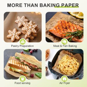 120 PCS Parchment Paper Sheets, 9 x 13 IN Unbleached, Precut Non-Stick Parchment Sheets for Baking, Cooking, Grilling, Steaming and More, Fit for An Air Fryer, Baking Sheet, Oven, or Sandwich Wraps