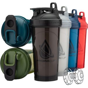 hydra cup proflow [6 pack] 28 oz shaker bottles for protein shakes, shaker cups with ball blender whisk, shaker bottle with handle, travel to go, bpa free (multicolor set)