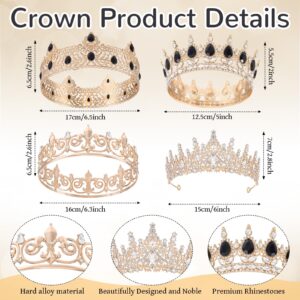 Saintrygo 16 Pcs Halloween Costume Prom King and Queen Crown Tiara Homecoming Prince Princess Prom Court Sash Favors Cosplay(Black,Exquisite Styles)