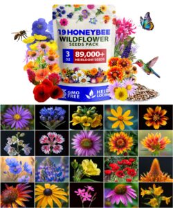 home grown wildflower seeds (3oz) 89,000+ flower seed mix | no filler | 19 varieties, usa-sourced bulk wild flowers seeds for planting, butterfly & pollinator perennial and annual wild flower mix