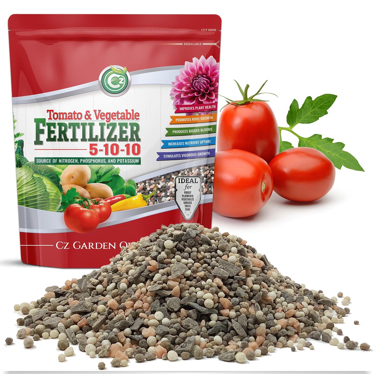 5-10-10 Tomato & Vegetable Fertilizer - Made in USA - Nitrogen, Phosphorus, Potassium Plant Food for Indoor/Outdoor Plants & Flower Gardens - Promotes Vigorous Growth and Big Blooms!