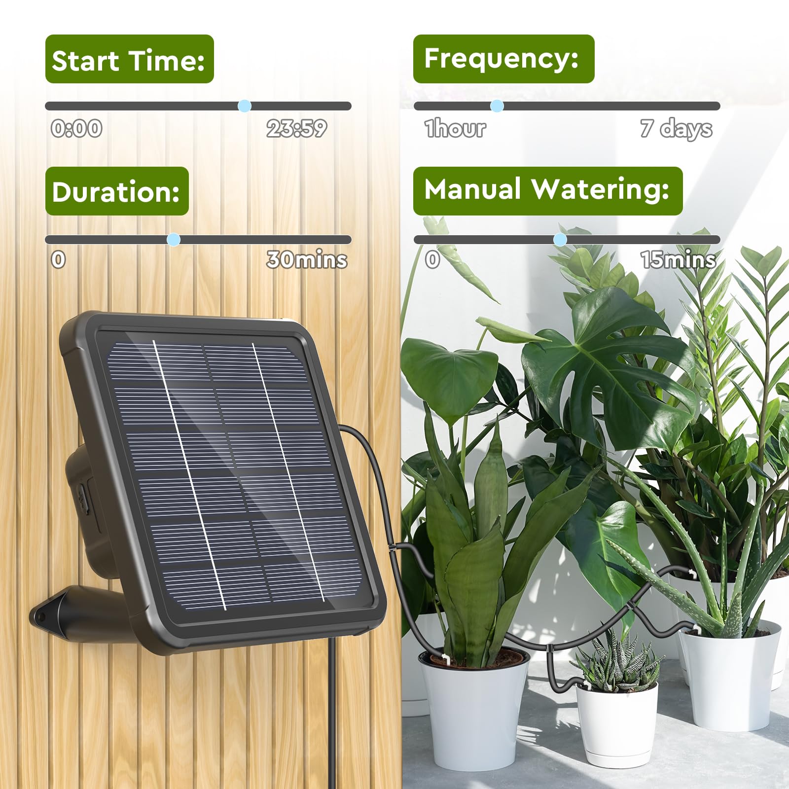 Solar Automatic Drip Irrigation Kits, Support 15 Potted Plants, Automatic Watering System for Indoor and Outdoor Garden, Eco-Friendly and Cost-Effective