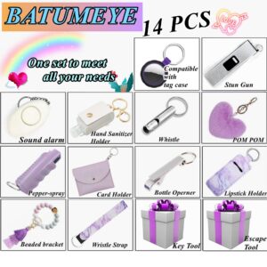 BATUMEYE Gift Set for Woman with Card Holder, Wristlet Lanyard,Pom Pom Ball,Travel Bottle Holder(Purple 0304)…