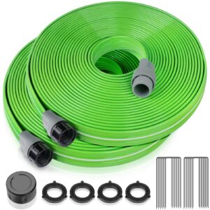 laveve sprinkler hose for yard 100 ft, garden soaker hose with stakes, heavy duty water hose sprinklers for lawns, drip hose irrigation tubing (50ft x 2 pack)