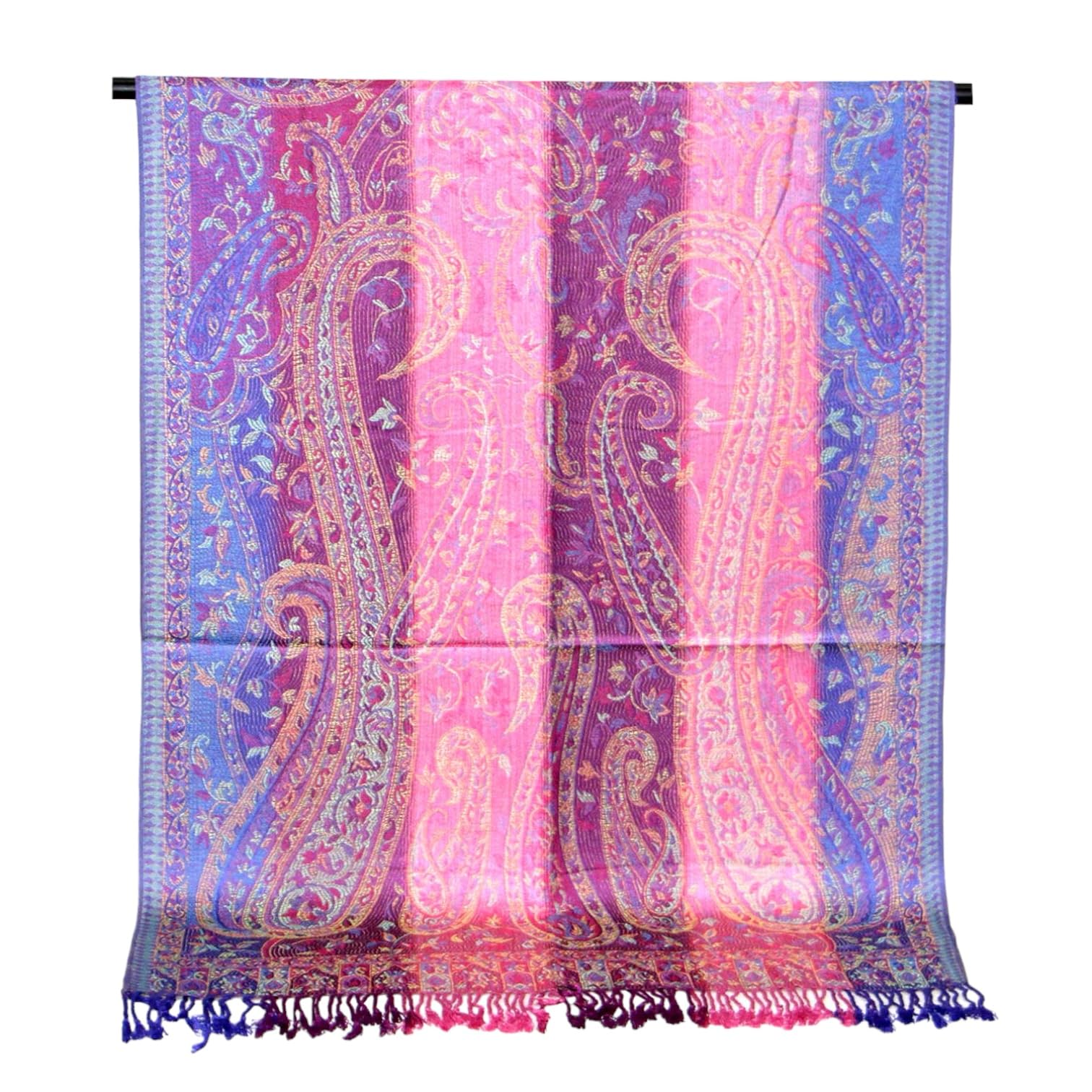 Pashmina Scarf for Women Rainbow Colorful Soft Lightweight Wedding Shawl Wrap (Pink Rainbow - NY041-7)