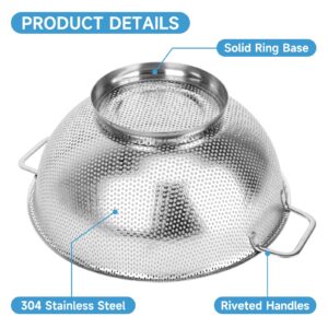 Colander for Kitchen, 3QT, Stainless Steel Colander Strainer with Handle for Fruits Vegetables Cooking Food, Dishwasher Safe