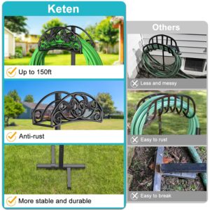 Keten Garden Hose Holder, 4-Prongs Base Freestanding Outdoor Hose Stand Holds 150-feet Hose, Heavy Duty Water Hose Holder Rack and Storage Organizer for Lawn/Yard/Garden (Bird-Style-1)