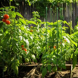 Growsun Tomato Cage for Garden Upto 55 inch Flexible Plant Stake Planter Climbing Trellis Supports, Twist Ties Include, 3 Pack