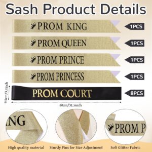 Saintrygo 16 Pcs Halloween Costume Prom King and Queen Crown Tiara Homecoming Prince Princess Prom Court Sash Favors Cosplay(Black,Exquisite Styles)