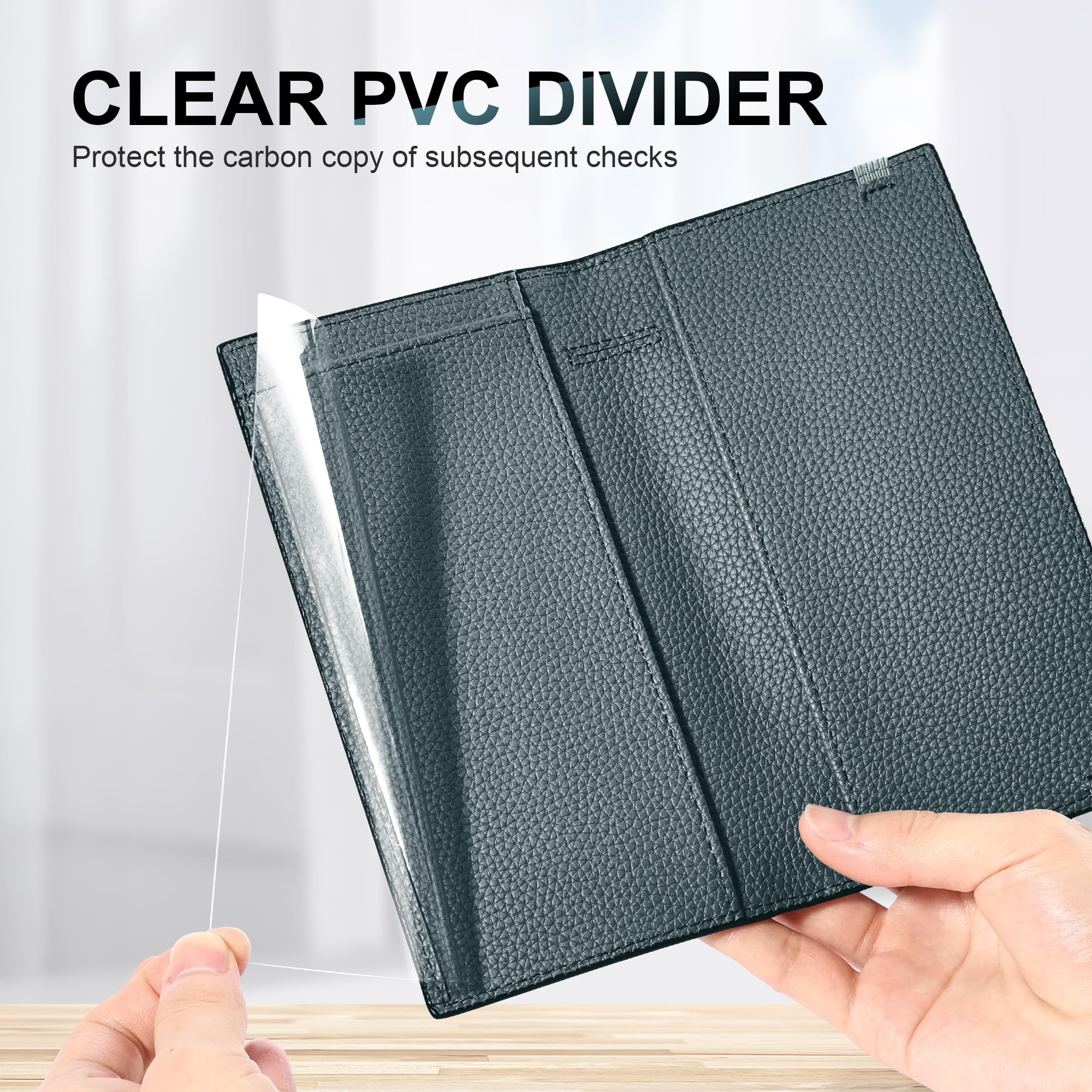 CASMONAL Checkbook Covers for Personal Checkbook Holder RFID Blocking Premium Leather Checkbook Cover for Duplicate Checks