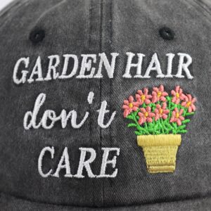 Garden Hair Don’t Care Hat, Gardening Gifts for Women, Adjustable Wash Cotton Embroidered Garden Accessories Baseball Cap, Mother's Day Birthday Gift for Mom Grandma