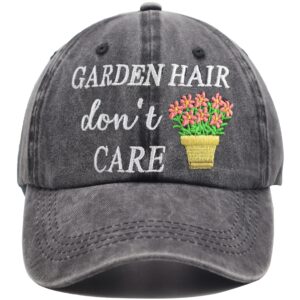 Garden Hair Don’t Care Hat, Gardening Gifts for Women, Adjustable Wash Cotton Embroidered Garden Accessories Baseball Cap, Mother's Day Birthday Gift for Mom Grandma