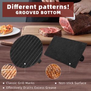 LWWTBS Burger Press Heavy-Duty Cast Iron Smashed Meat Steak Weight Grill Griddle Press (7" Round & 8.2"X4.3" Rectangle) with Wood Handle for Blackstone Griddle