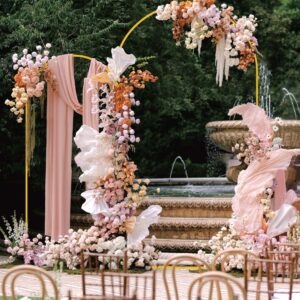 Wokceer Wedding Arch Backdrop Stand 7.2FT, 6FT Gold Metal Arch Stand Set of 2 for Birthday Party Wedding Ceremony Baby Shower Graduation Decoration