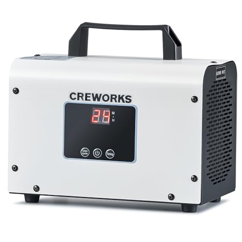 CREWORKS Digital Ozone Generator, 25000 mg/h High Capacity Ozone Machine for Car Home Smoke Pet Odor Removal, Commercial Ozone Odor Eliminator Air Purifier with Adjustable Settings for 3200 sq ft Room