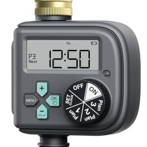 RAINPOINT Sprinkler Timer with 3 Different Programs, Waterproof Hose Timer Brass Inlet, Water Timer with Rain Delay/Manual/Automatic Irrigation Timer System, 1 Outlet