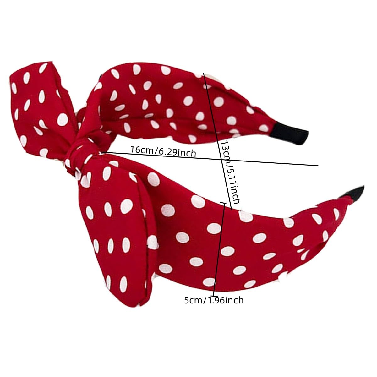 Deghew Red Polka Dot Bow headbands cute headbands hair accessories for women and girls (Wave Dot Red, one size)